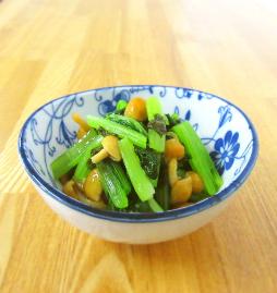 小松菜となめこの磯和え