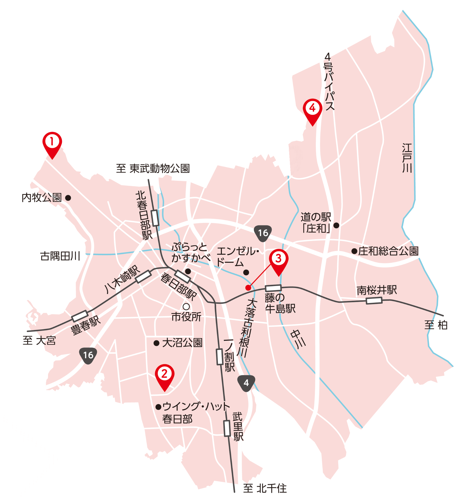 イチゴ狩りスポットの地図