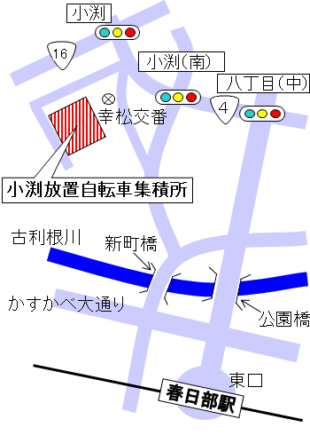 小渕自転車集積場の場所を示した地図