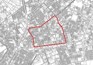 豊町地区のゾーン30指定区域を赤枠で示した地図