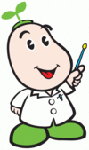 埼玉県国民健康保険団体連合会の国保マスコット健康まもるくんが指さし棒を持っているイラスト画像