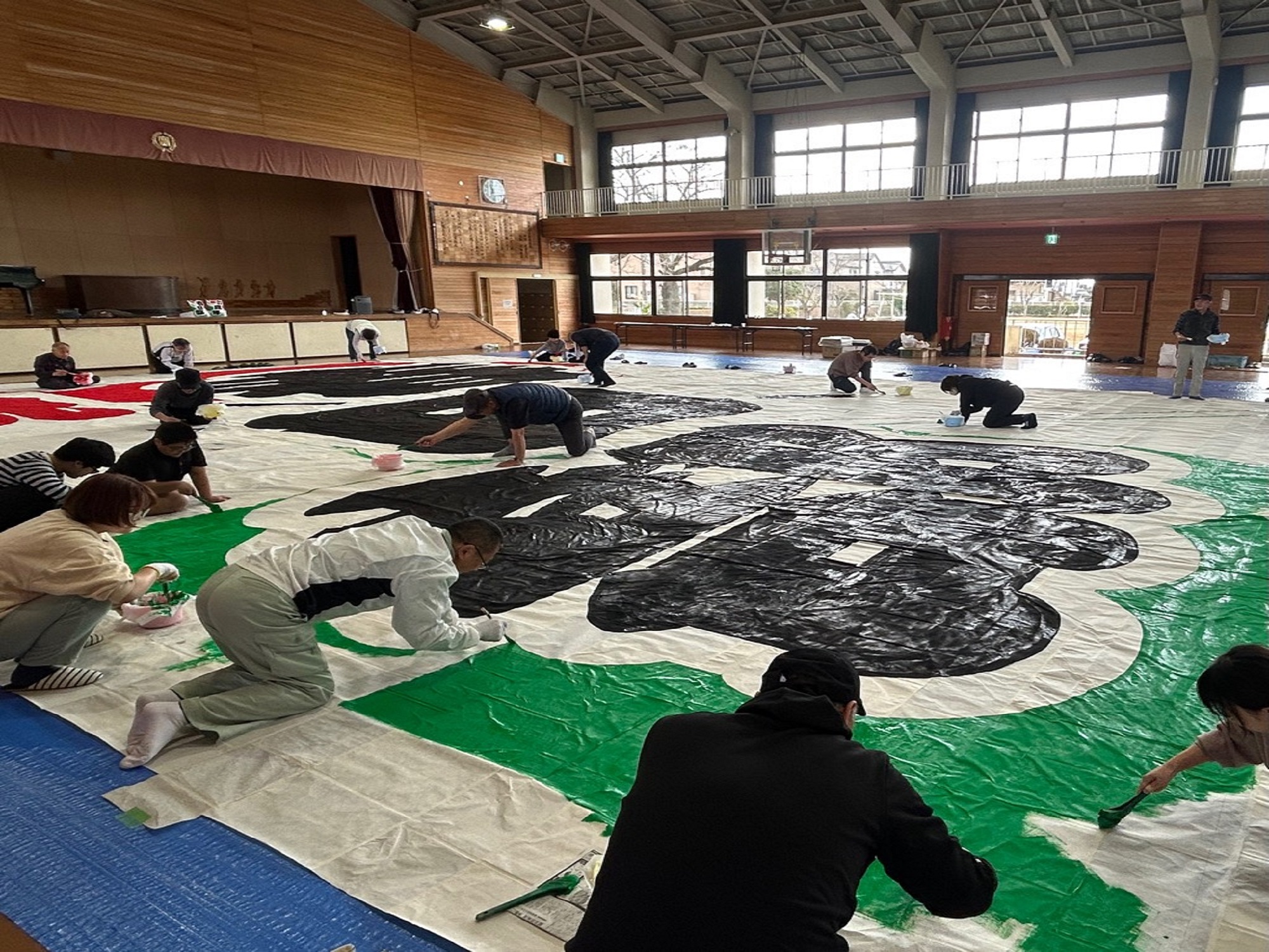 文字書きの様子