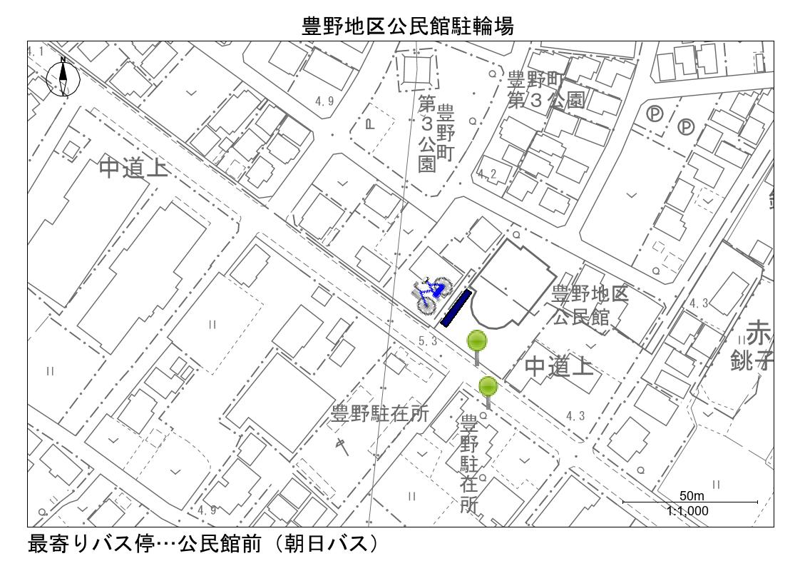 豊野地区公民館駐輪場地図