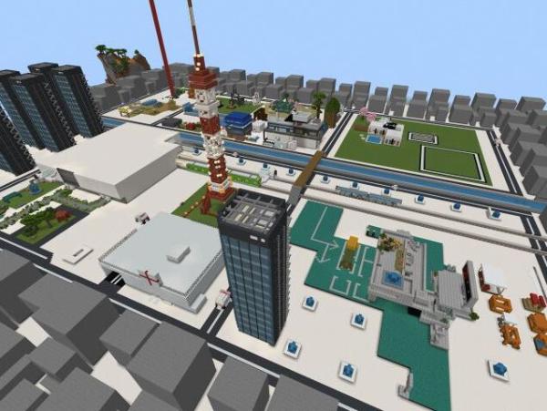 マインクラフトで作られた街の様子