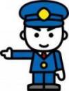 右に向かって指を指している青い制服を着た消防士のイラスト