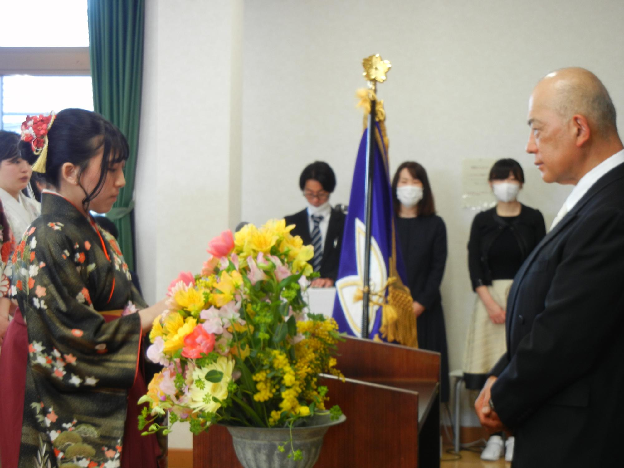 卒業生答辞の様子