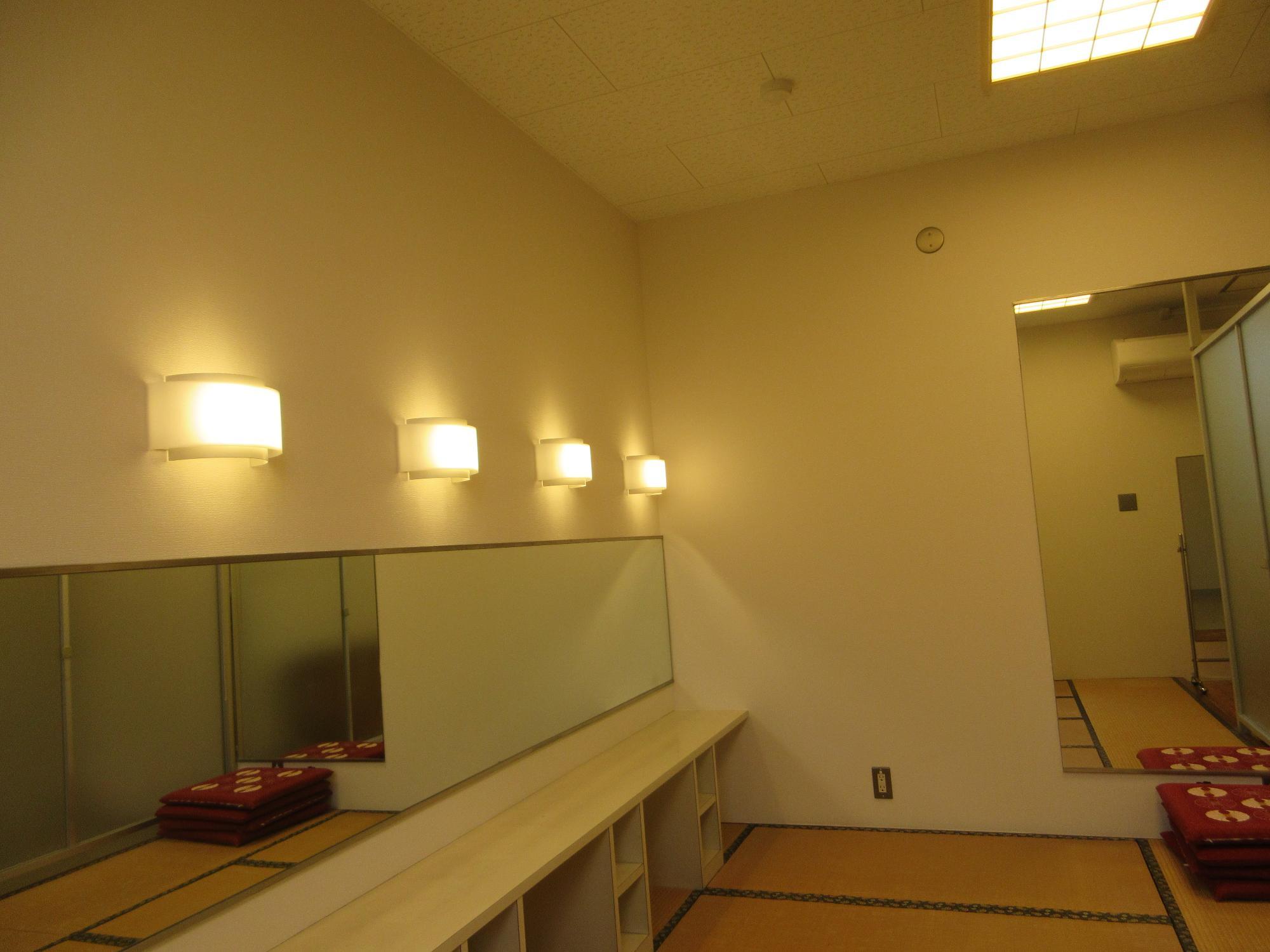 庄和市民センター正風館1階の大ホールの楽屋（1）内部の写真