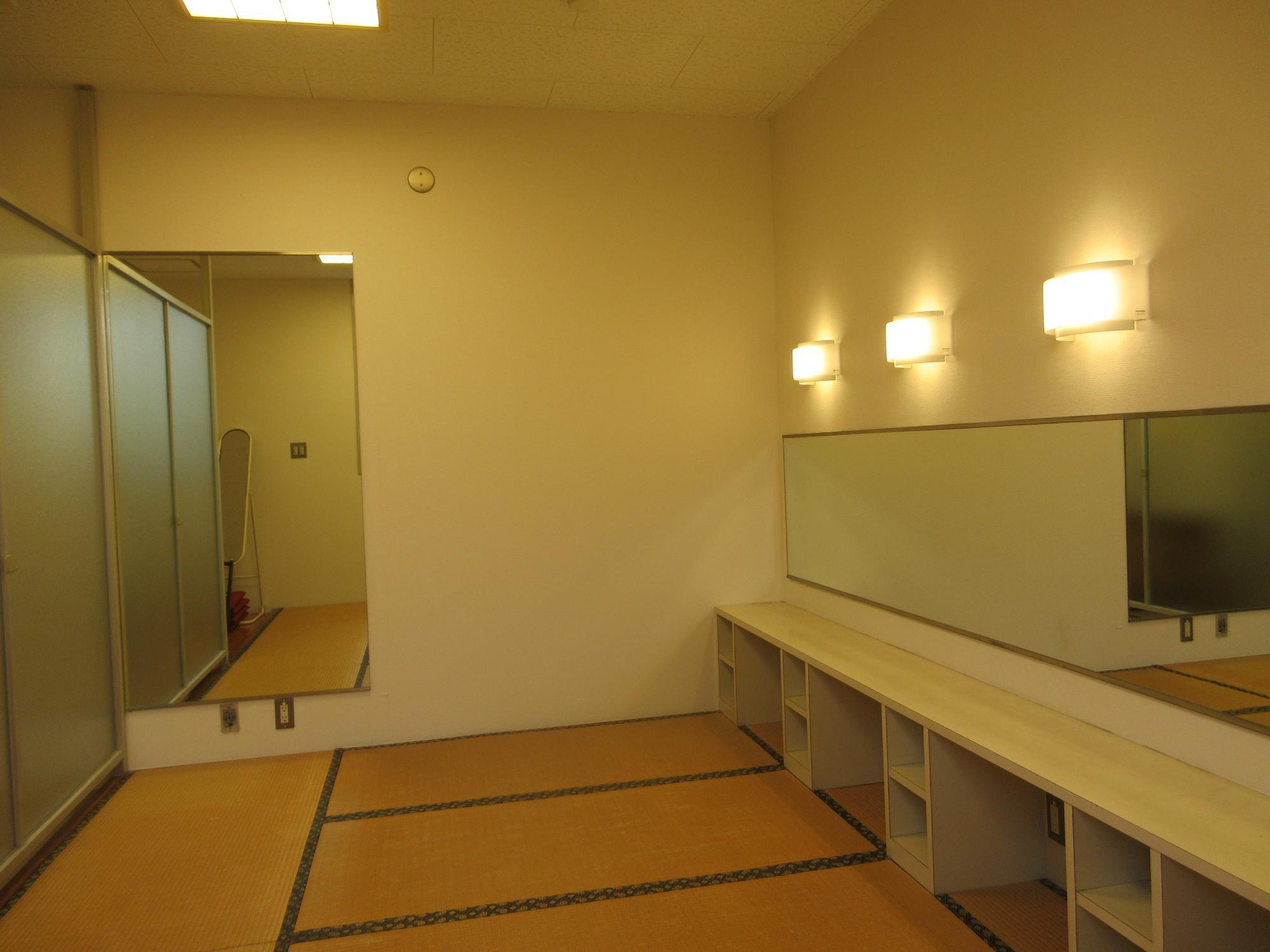 庄和市民センター正風館1階の大ホールの楽屋（2）内部の写真